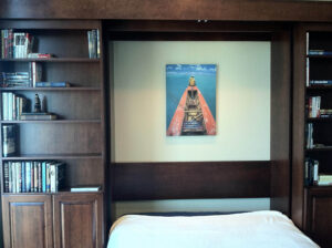 Library bed Stained Cherry open